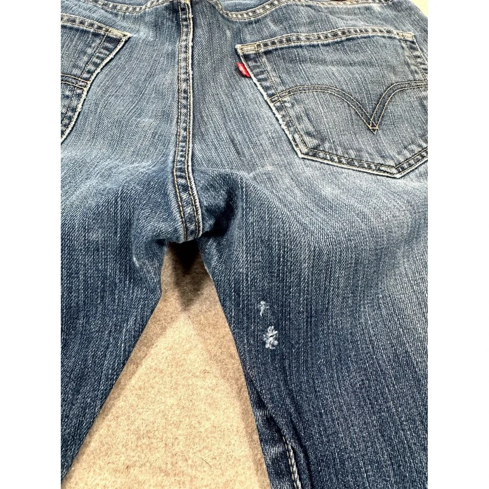 Levis 501 Original Straight Jeans Men 36x34 Blue Whiskering Denim Button Fly